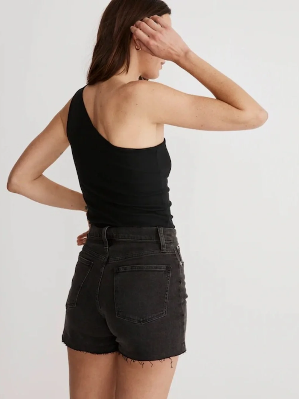 Madewell High Rise Denim Jean Shorts Lunar Wash Comfort Stretch Black Size 30 10